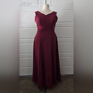 Burgandy Sleeveless A-line Formal Dress